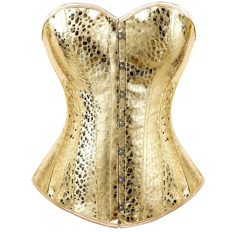 Espartilho Dourado Corset Overbust Sem Alças