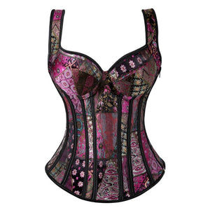 Espartilho Bordado Zipper Top Bustier